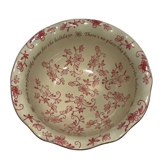 Temp-tations Ovenware Floral Lace Christmas Holiday 2 qt Scalloped Serving Bowl - Picture 1 of 5